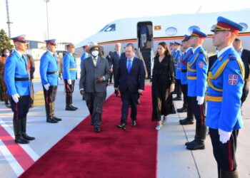 President Museveni arrives in Serbia