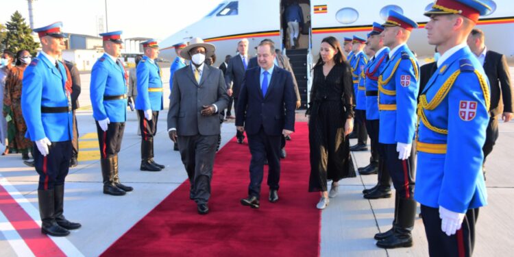 President Museveni arrives in Serbia