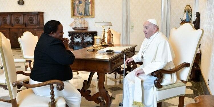 PM Nabbanja in a meeting with Pope Francis