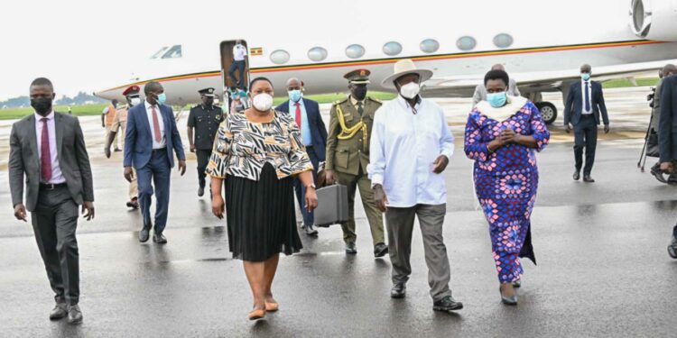 President Yoweri Museveni at Entebbe International Airport