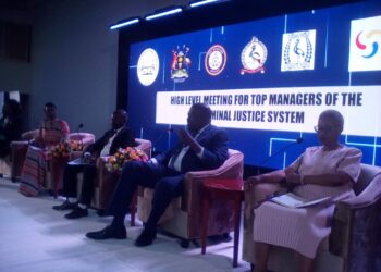 Panel discussants at the High Level Judicial Managers meeting at Hotel Africana on Wednesday