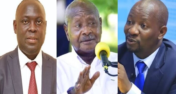 L-R: Mr. Kirunda Faruk, President Yoweri Museveni and Hon. Ssemujju Nganda