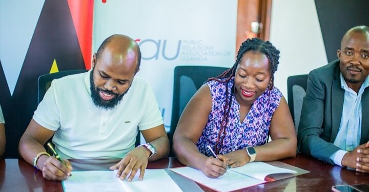 Frank Muthusi the Chairman UAA  & Tina Wamala President PRAU during MOU signing