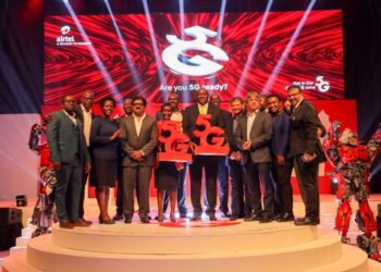 Dignitaries pose for a photo during the official launch of Airtel's 5G network at Serena Hotel Kampala on August 7th, 2023. Photo@Airtel_UG