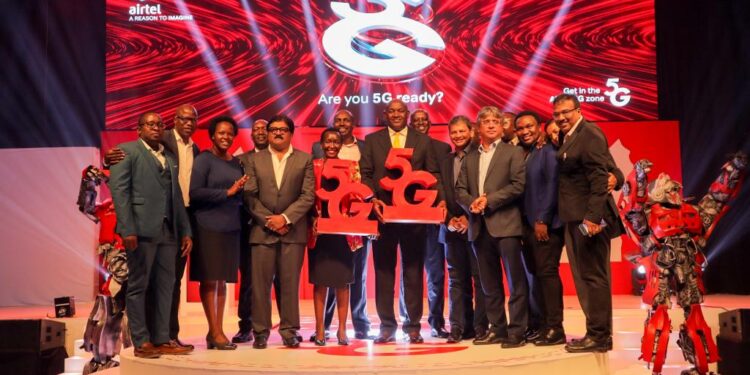 Dignitaries pose for a photo during the official launch of Airtel's 5G network at Serena Hotel Kampala on August 7th, 2023. Photo@Airtel_UG