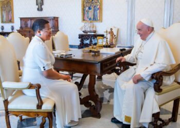 Anita Among with Pope Francis