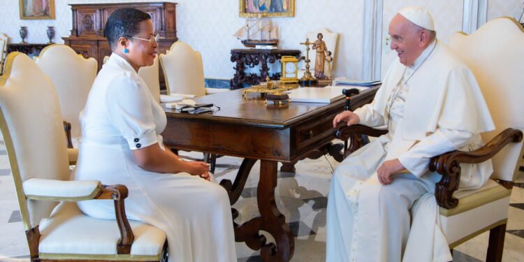 Anita Among with Pope Francis