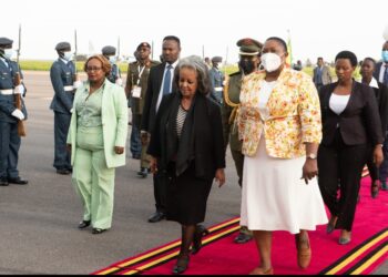 Presidency Minister Milly Babalanda welcomes Ethiopian President Sahle-Work Zewde