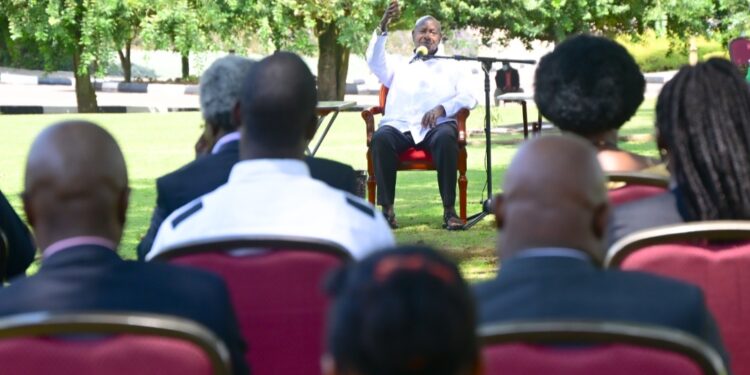 President Museveni in a meeting with Ugandan Scientists