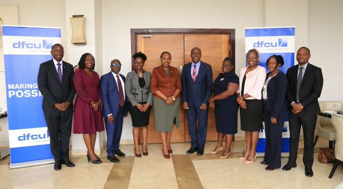 dfcu Bank Management team poses for a picture with the New WBAC members during the Meet & Greet at Golden Tulip Hotel