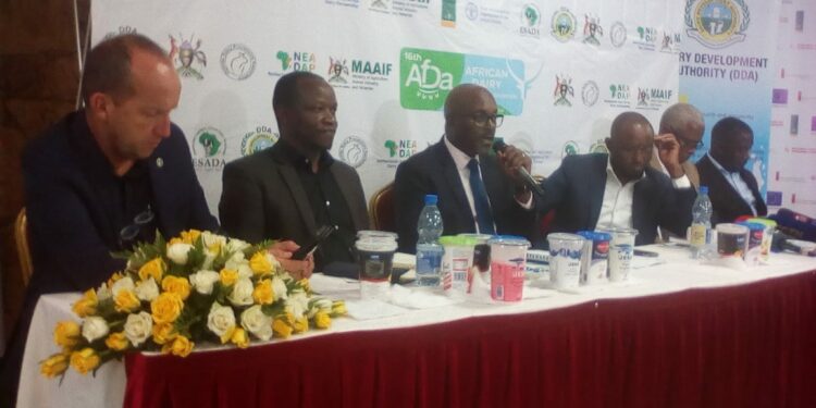 Eastern and Southern Africa Dairy Association members addressing Journalists at Hotel Africana on Monday