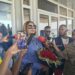 Sinach addressing the press on her arrival at Entebbe International Airport Kampala Uganda