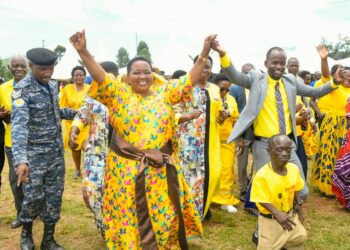 Uthman Mugisha (on the right) on a campaign trail with Prime Minister Nabbanja. Photo@SpiceFMHoima