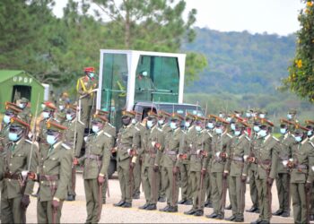 President Museveni at Uganda Military Academy Kabamba.