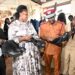 A student explaining to Ms. Barekye, Dr Byabashaija and Dr.katana how they managed to come up with quality leather shoes