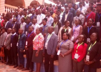 Utilities GIS Conference participants in a group photo at Kampala Hotel Africana on Thursday