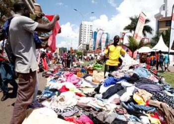 Man selling second hand clothes