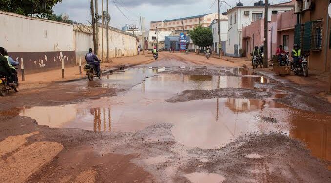 Potholed Road in Kampala