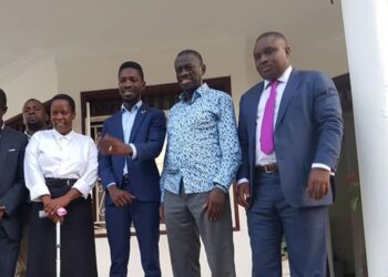 L to R: Chairman Nyanzi, Betty Nambooze, Bobi Wine, Dr. Besigye and Erias Lukwago