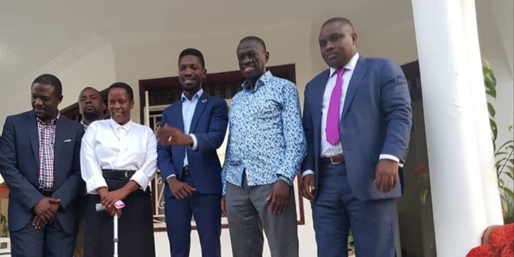 L to R: Chairman Nyanzi, Betty Nambooze, Bobi Wine, Dr. Besigye and Erias Lukwago