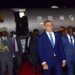 President Carlos Manuel of Sao Tome and Principe chats with ESO Director General Amb Joseph Ocwet on his arrival at Entebbe International Airport on Thursday morning. PPU Photo