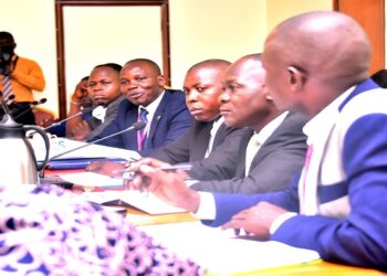 The leadership of the fish maw traders (R) appearing before the agriculture committee where they presented their petition