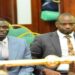 Hon. Julius Acon (left) and Hon. James Kaberuka (right) in the House on Thursday, 16 November 2023