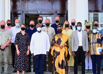 President Museveni in a group photo with Danish Journalists and tour operators