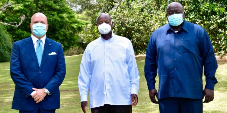 Ambassador Mazzanti,  President Museveni and Hon. Okello Oryem