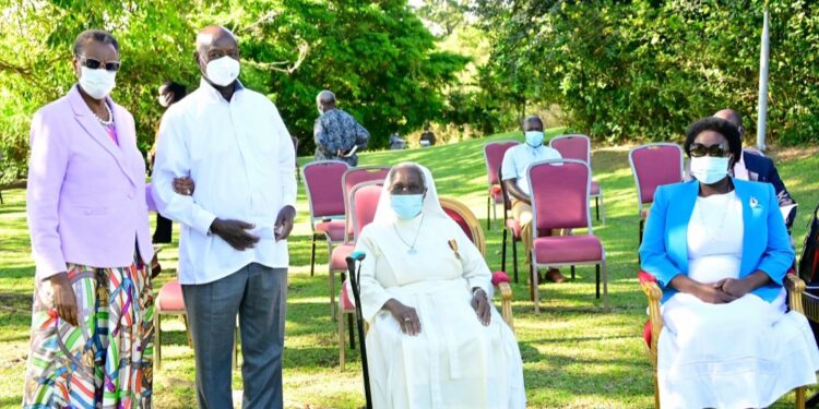 Maama Janet Museveni,  President Museveni , Rev. Sr. Nayiga and Hon. Ruth Nankabirwa