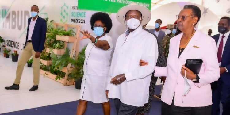 President Museveni with Mama Janet Museveni and Dr. Musenero