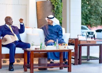 Abu Dhabi, UAE - President Museveni meets Sheikh Mohamed bin Zayed Al Nahyan at Presidential Palace -