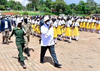 President Museveni inspects parades of students