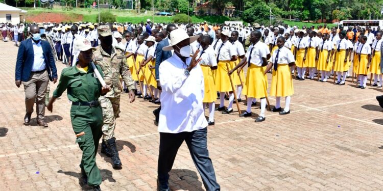 President Museveni inspects parades of students