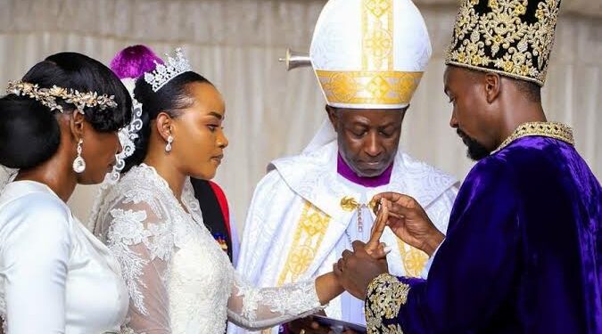 The Kyabazinga of Busoga and Inhebantu Mutesi on their wedding day