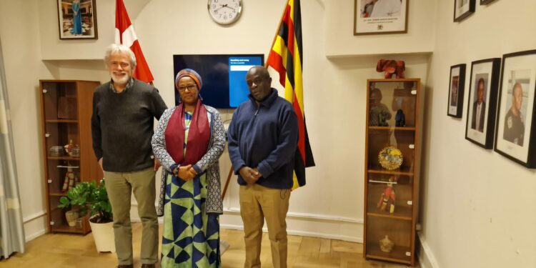 L-R: Mr. Bo Finn Poulsen CEO Bravo Tourism Denmark, H. E. Ambassador Margaret Otteskov Uganda Head Of Mission Copenhagen, Ambassador Hajji Abbey Walusimbi SPA Office Of The President