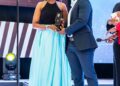 Airtel Money Lead Insurance, Faisal Namanya (R) receiving an award on behalf of AMCUL at the recently concluded 23 UMEA Awards at the Kampala Serena Hotel.  AMCUL received 2 awards for Best Use of Partnership and Best Innovation.
