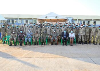 Gen. Museveni with the Air Force Defence trainees