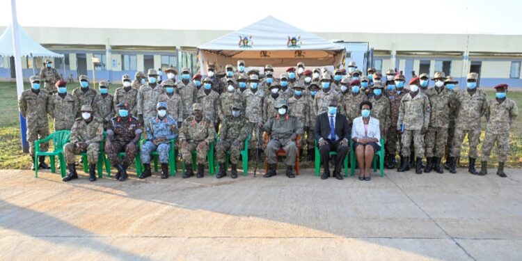 Gen. Museveni with the Air Force Defence trainees