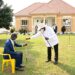 President Museveni with Hon. Fred Byamukama, who was installed as heir of Mzee Kamanyire