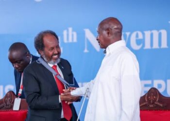 President Museveni with Somalia's Hassan Sheikh Mohamud