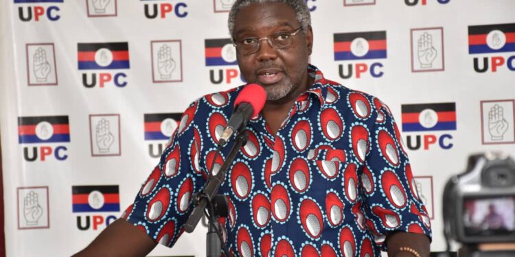 UPC President Jimmy Akena addressing Journalist at the Party Headquaters in Kampala on Wednesday