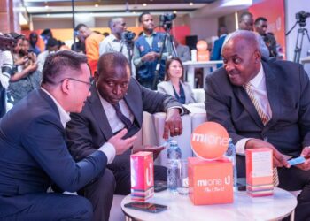 From left: Ben Yu, the Mione Brand Representative in Uganda, Hon. David Bahati & Dr. Chris Baryomunsi