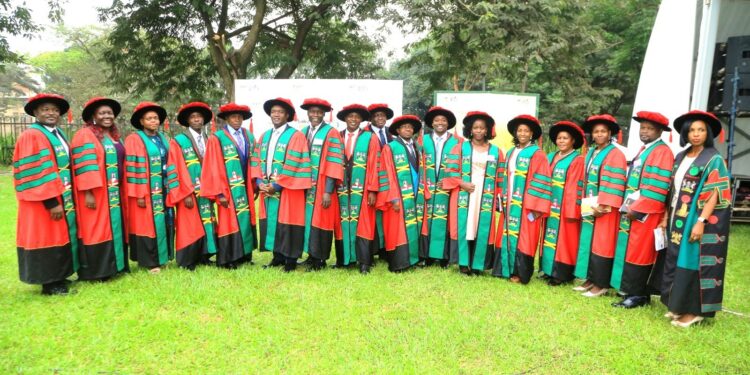 PhD graduates from the College of Agricultural and Environmental Sciences (CAES), during the ongoing 74th graduation ceremony. Photo@Mak.ac.ug