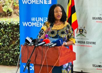 Ms. Paulina Chiwangu, UN Women Country Representative addressing Journalists at the Uganda Media Centre in Kampala on Tuesday