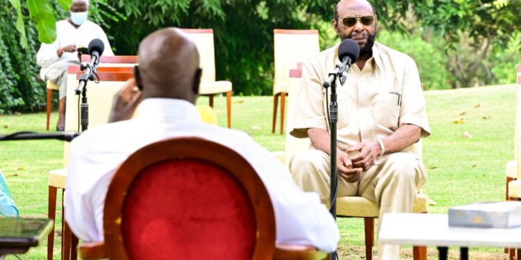 President Museveni with Prof. Sam Tulya-Muhika