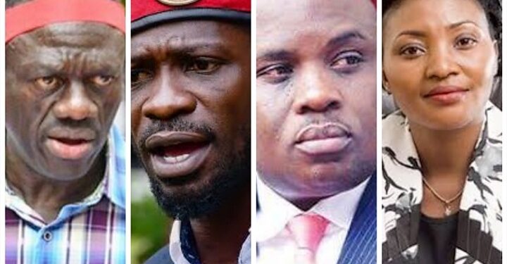 Dr.  Kizza Besigye,  Bobi Wine,  Erias Lukwago and Winnie Kiiza