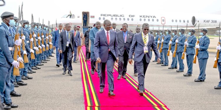 President William Ruto arriving in Uganda