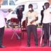 President Museveni with Moses Ssimbwa (extreme right) during the 38th NRM victory day anniversary celebrations in Jinja