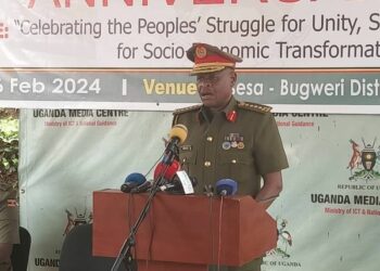 UPDF Chief of Defence Forces Gen. Willson Mbasu Mbadi addressing Journalists at the Uganda Media Centre on Monday